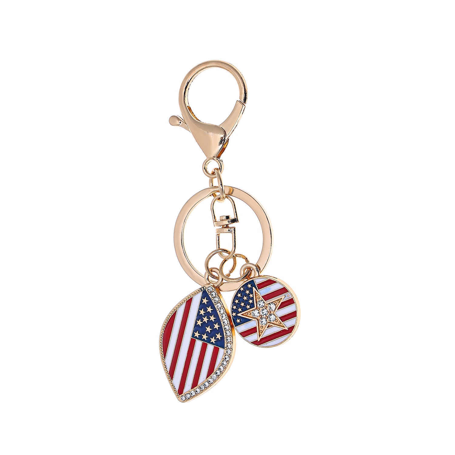 4th of July USA Keychain Set - Patriotic Rhinestone Charms