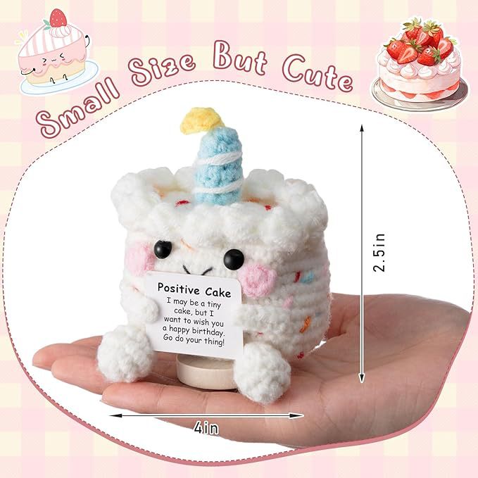 Positive Crochet Birthday Cake Plush Toy Handmade Gift