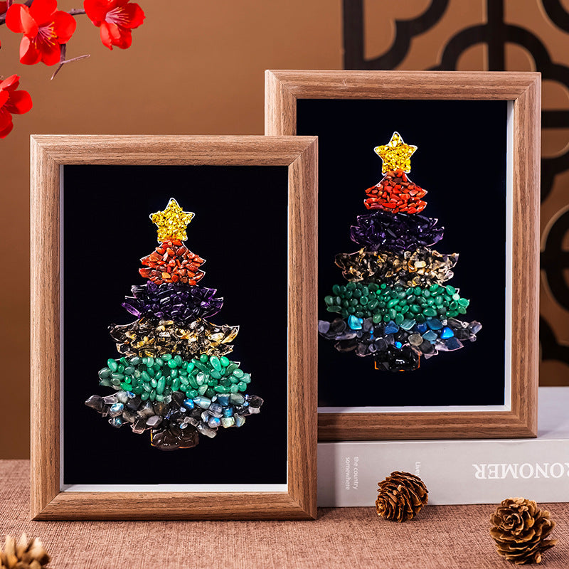 Crystal Chip Christmas Tree Framed Wall Decor for Holiday Gifts