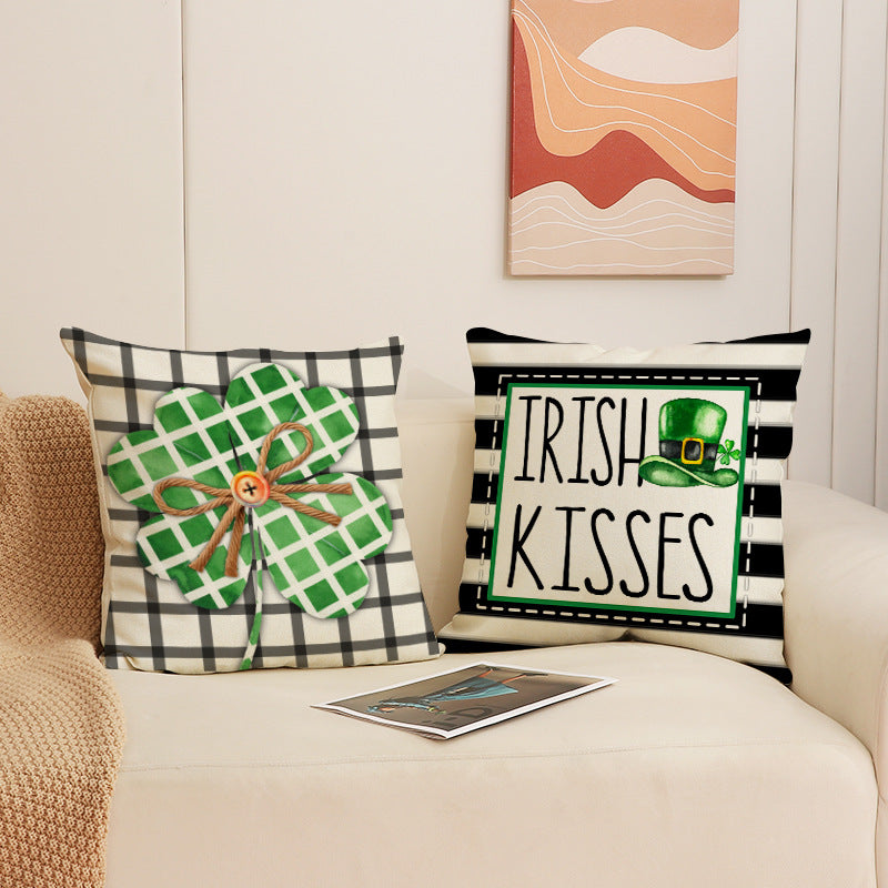 St. Patrick’s Day Green Shamrock Pillow Cover Home Decor
