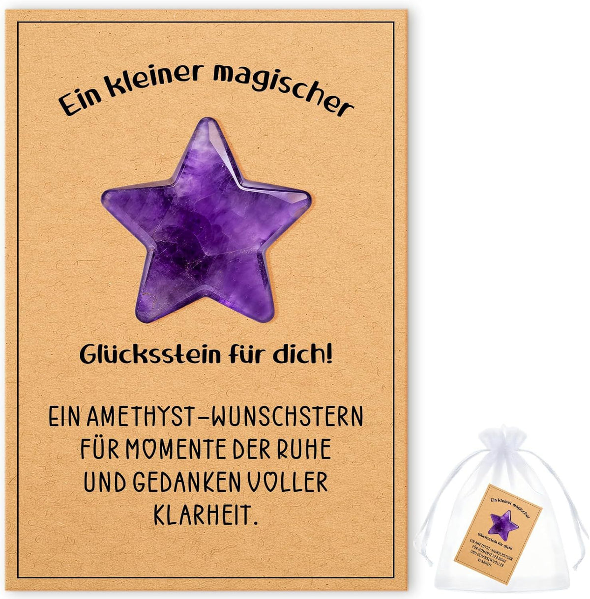 Crystal Heart Stone with Inspirational Card Positive Energy Gift