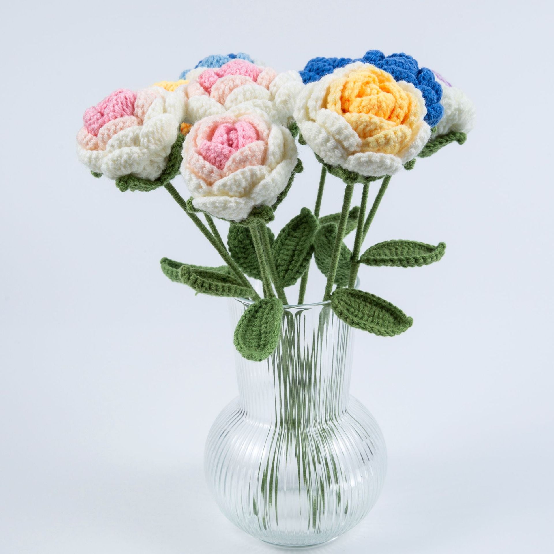 Valentine’s Day Crochet Flower Stem Cute Knitted Gift Decor