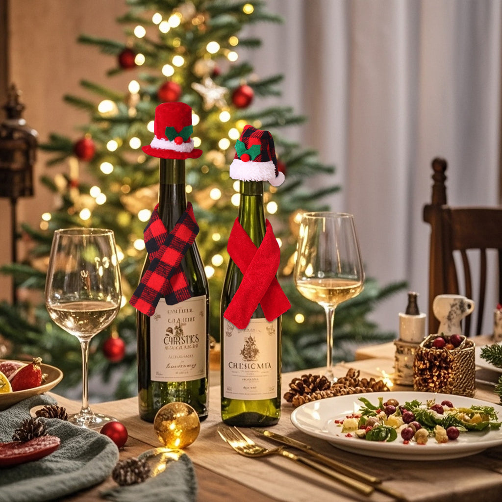Fabric Christmas Wine Bottle Cover Holiday Table Decor