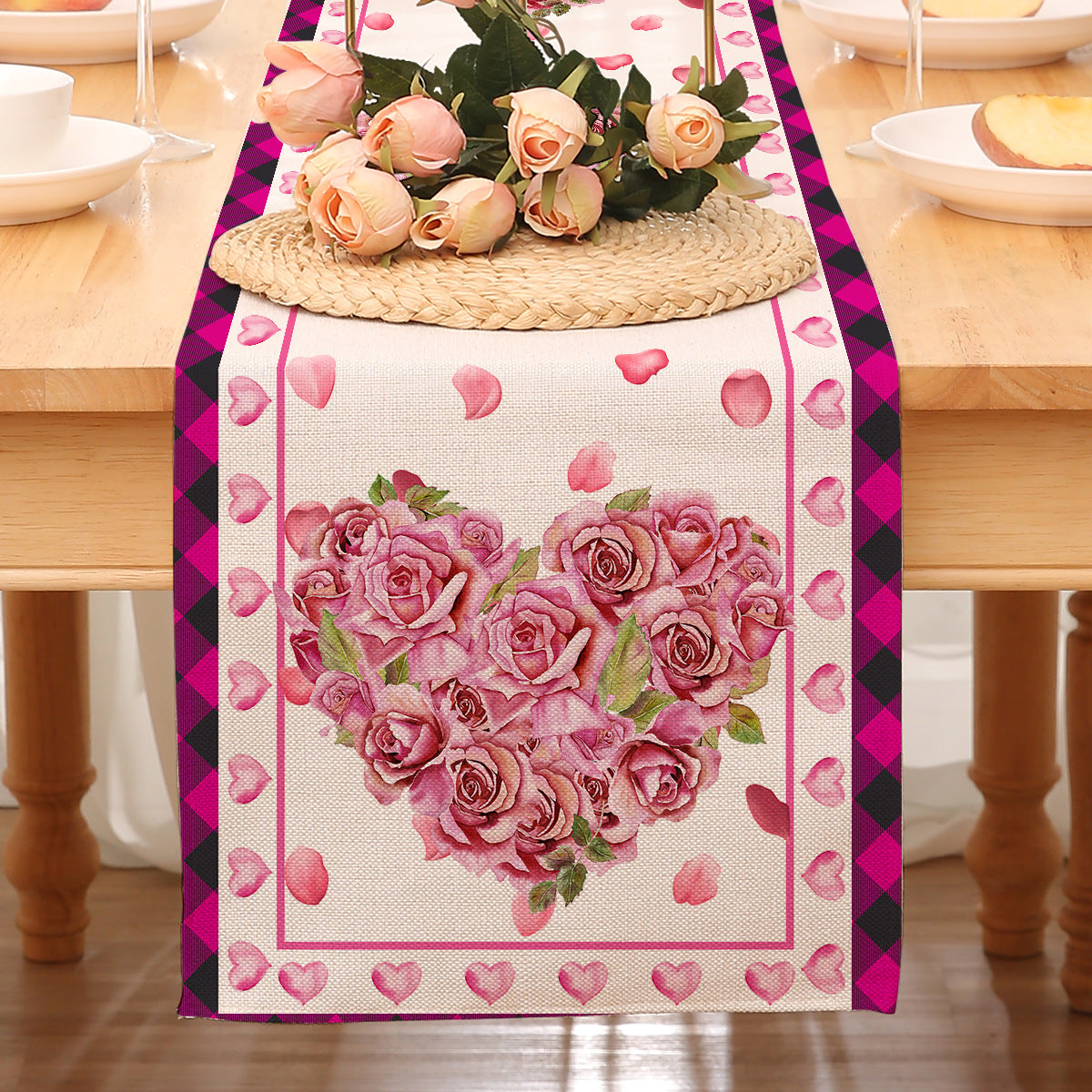 Valentine’s Day Heart Table Runner Red Printed Decor