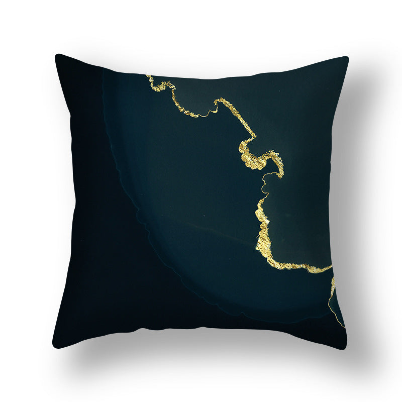 Abstract Gold Marble Square Throw Pillow Cover Velvet