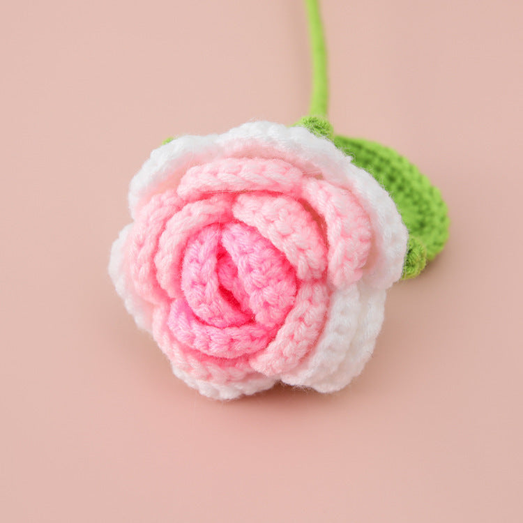 Valentine Crochet Rose Artificial Flower for Home Decor