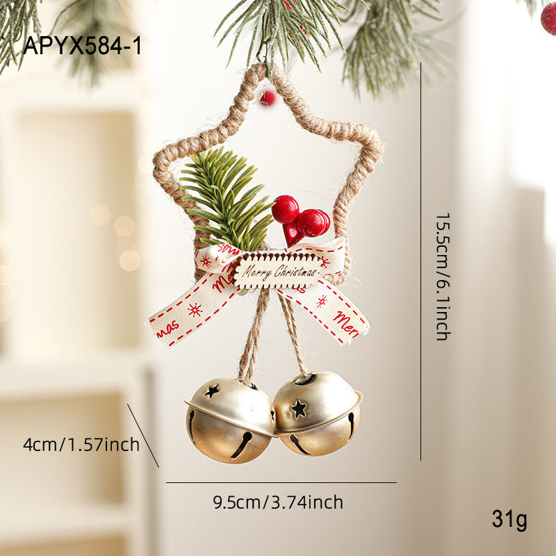Rustic Christmas Star Jingle Bell Door Hanger