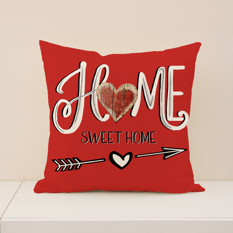 Red Valentine Heart Floral Love Decorative Pillow Cover