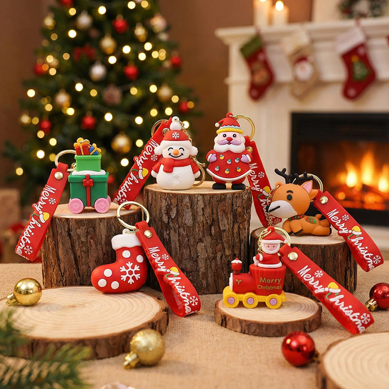 Christmas PVC Soft Rubber 3D Charm Cute Keychain Ornament