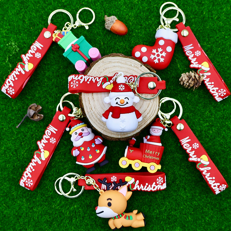Christmas PVC Soft Rubber 3D Charm Cute Keychain Ornament