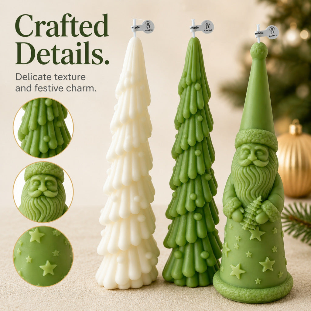 Santa Claus Christmas Tree Candle for Holiday Home Decor Gift