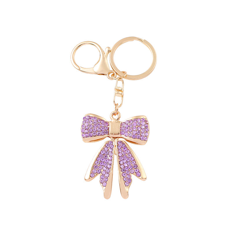 Rhinestone Bow Keychain Zinc Alloy Bag Charm