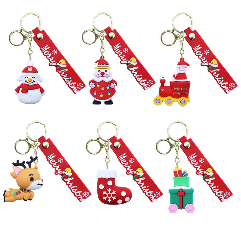 Christmas PVC Soft Rubber 3D Charm Cute Keychain Ornament