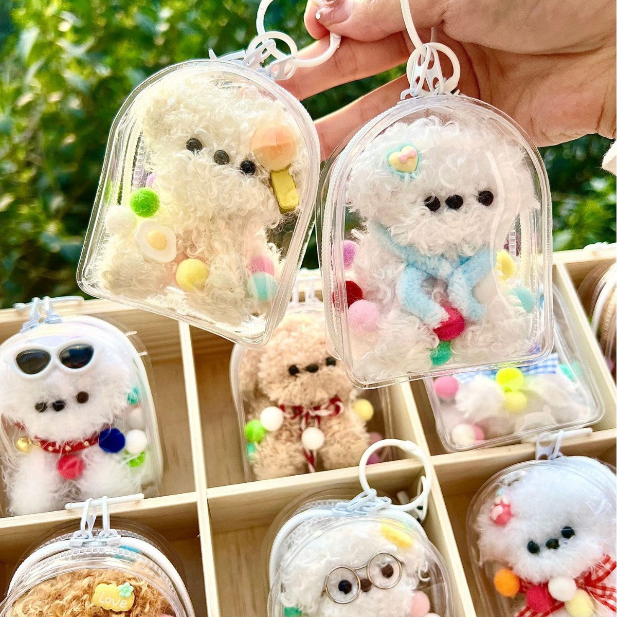 Cute Plush Puppy Bag Charm Mini Keychain Pouch