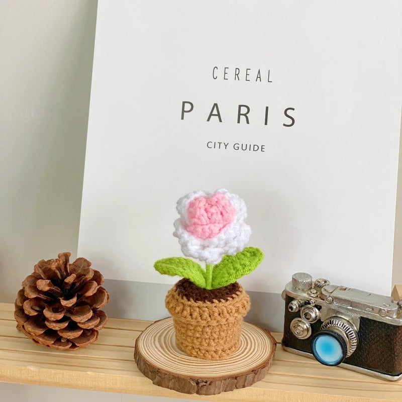 Valentine’s Day Crochet Potted Flower Gift Mini Home Decor