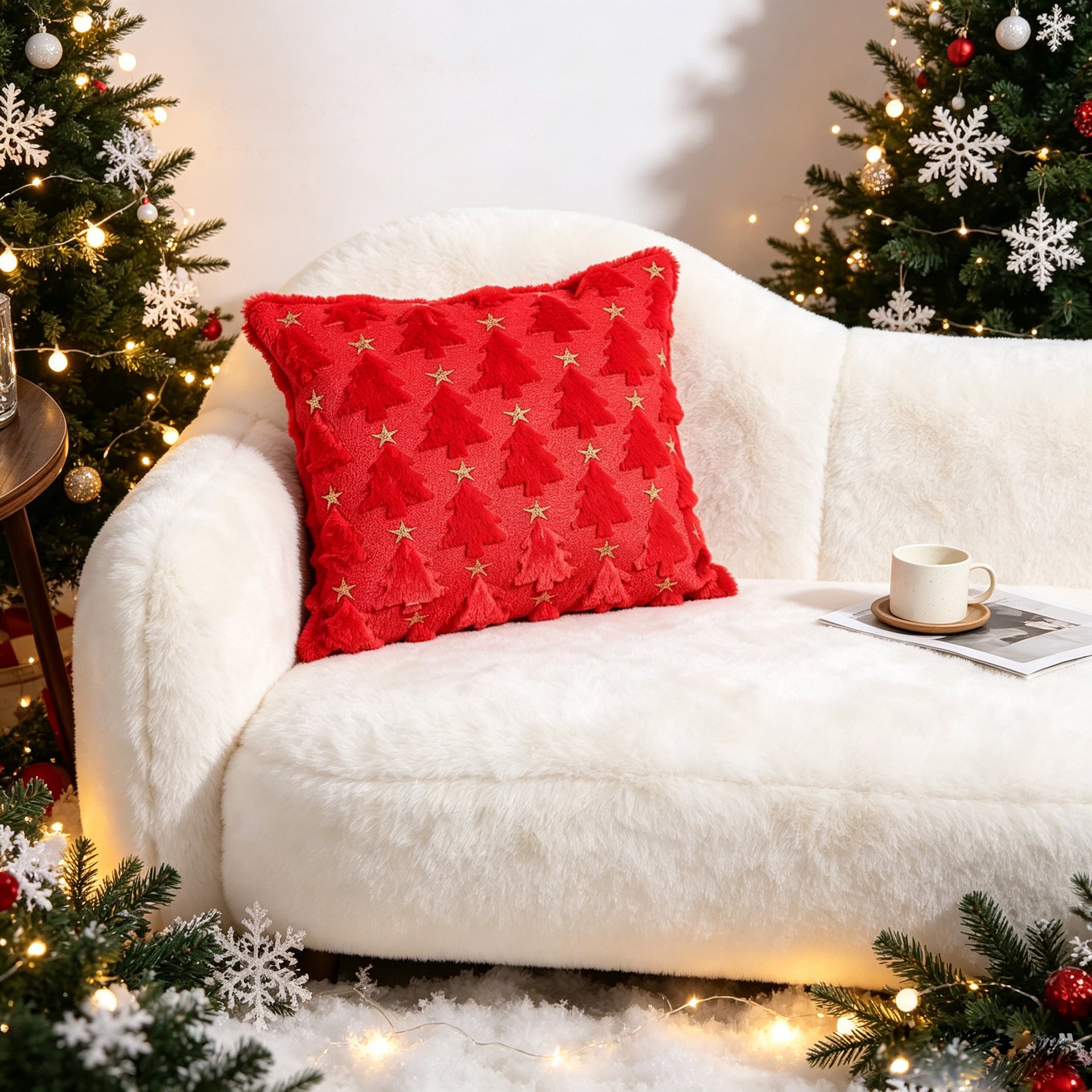 Christmas Tree Pattern Pillow Cover Holiday Home Decor