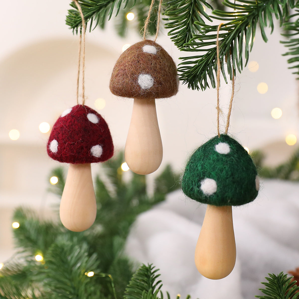 Felt Mushroom Hanging Ornament Woodland Christmas Decor