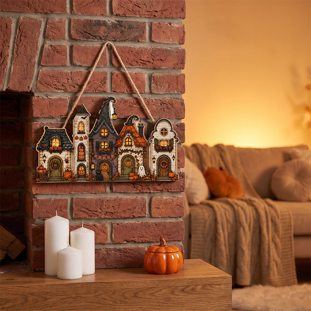 Halloween Haunted House Wooden Hanging Wall Decor