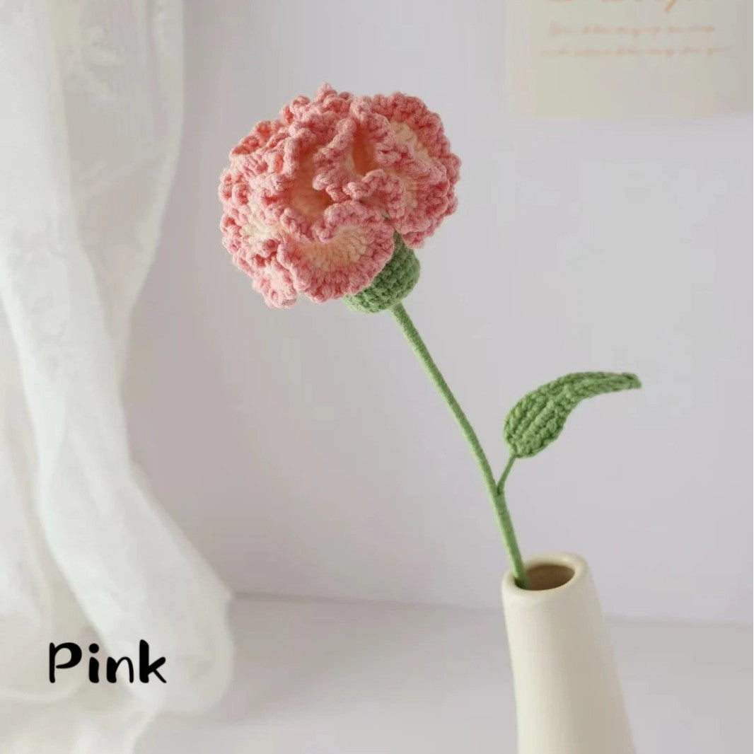 Crochet Handmade Flower Bouquet Knit Yarn Floral Decor