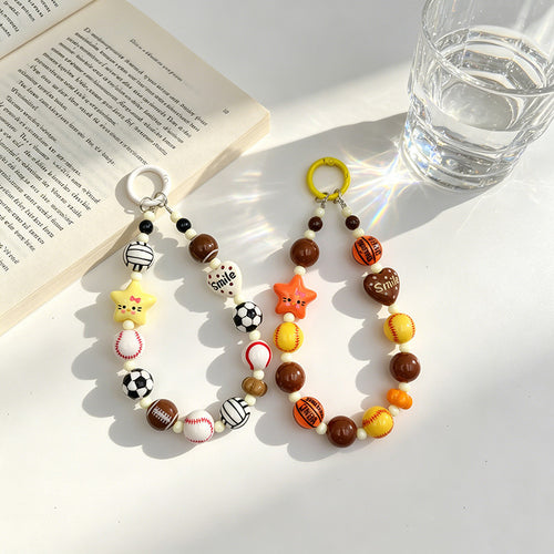 Acrylic Sports Bead Keychain Bag Charm Keyring Pendant