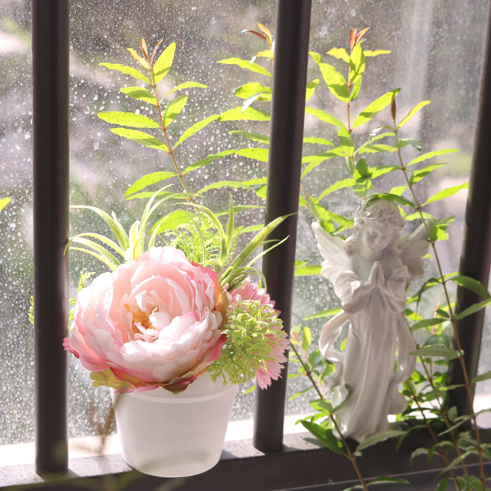 Valentine Faux Peony Daisy Potted Plant Ins Home Decor