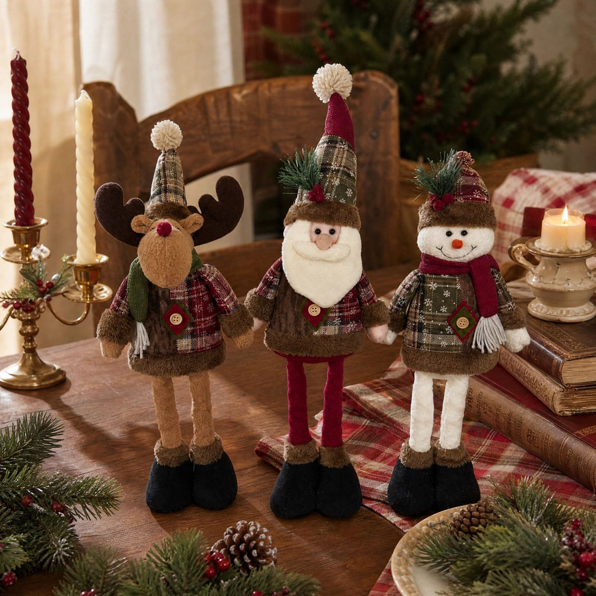 Christmas Extendable Leg Plush Doll Holiday Decoration