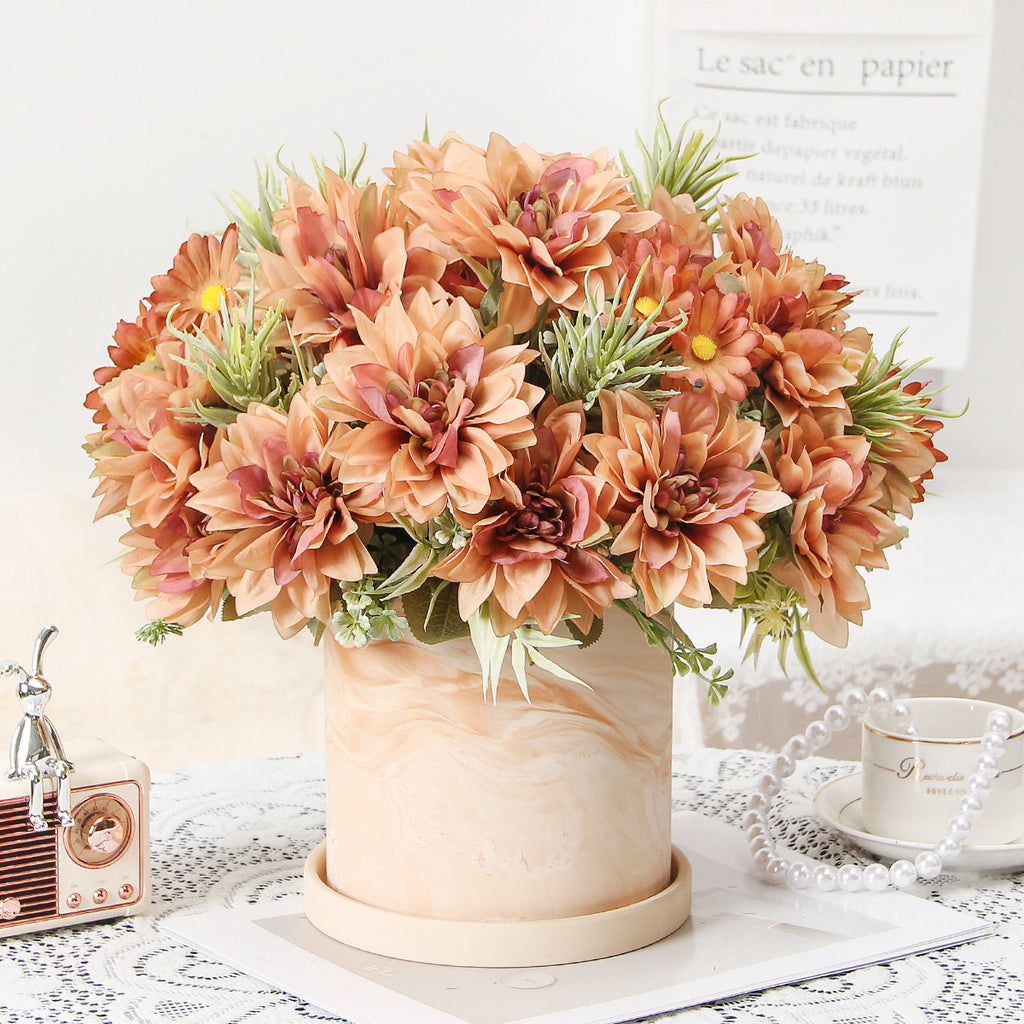 Valentine Elegant Artificial Dahlia Bouquet for Home Decor