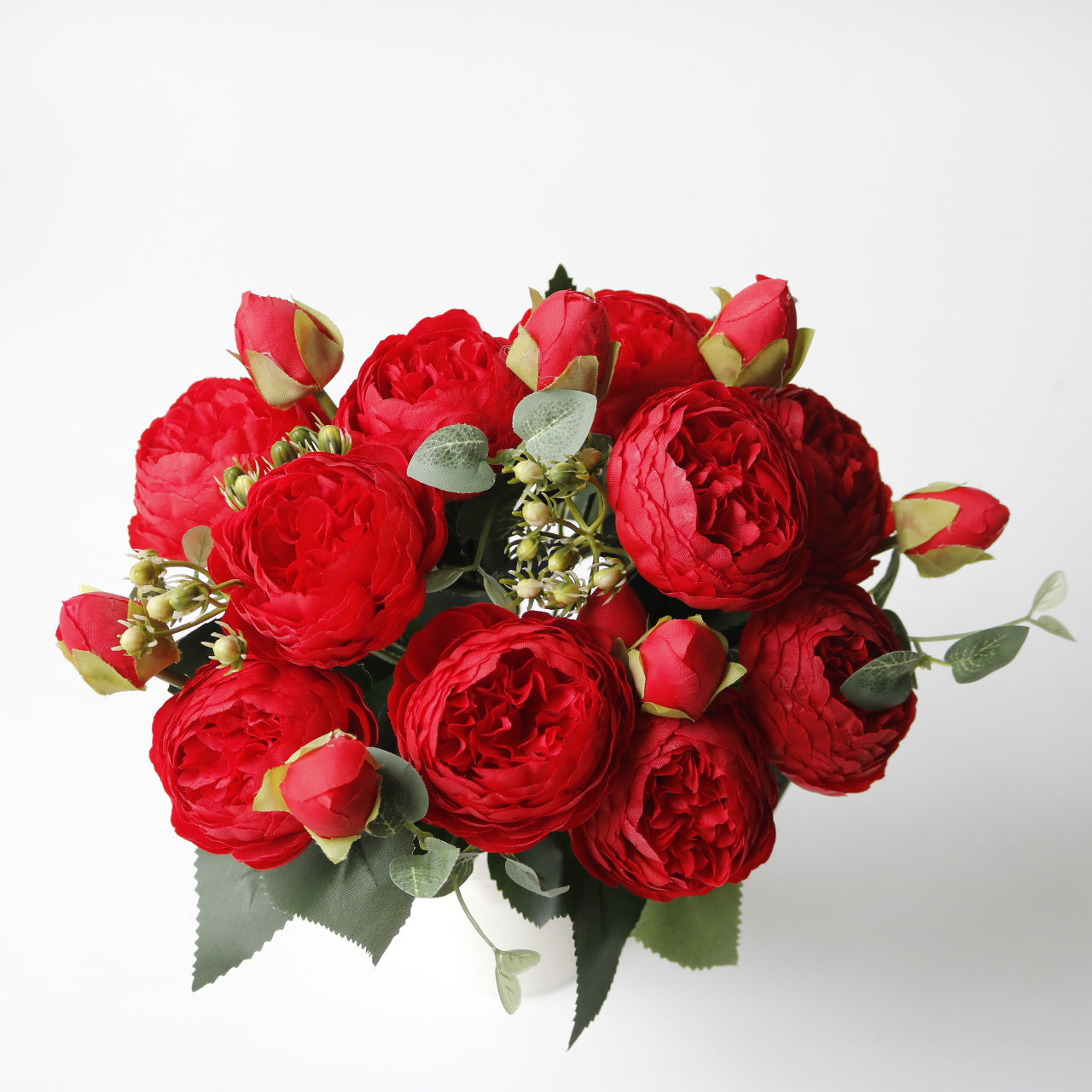 Valentine 5-Head Faux Peony Rose Floral Bouquet Decor