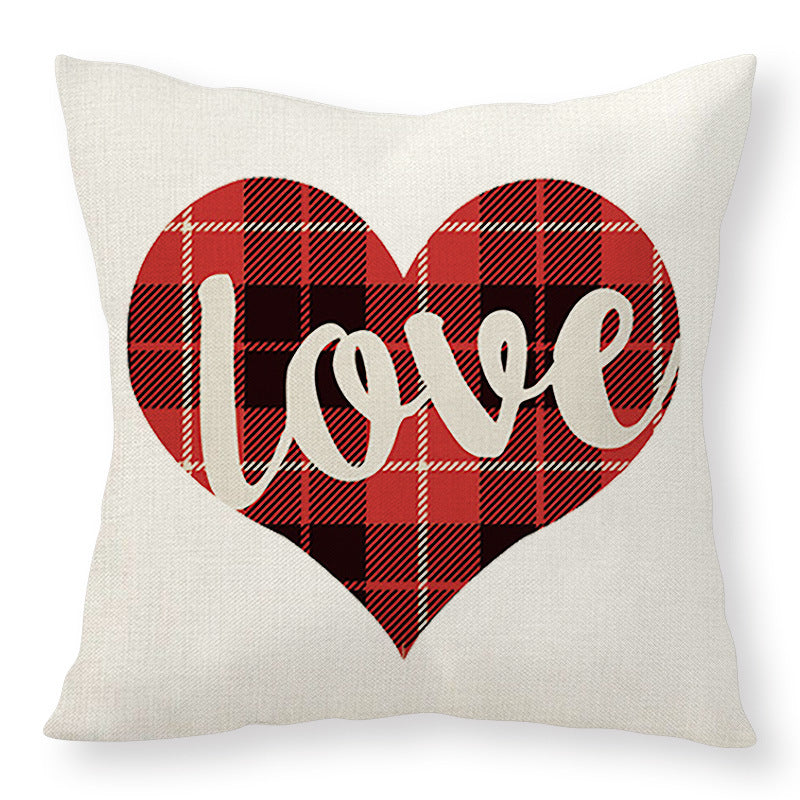 Valentine Love Pillow Covers Red Plaid Heart Decorative Home