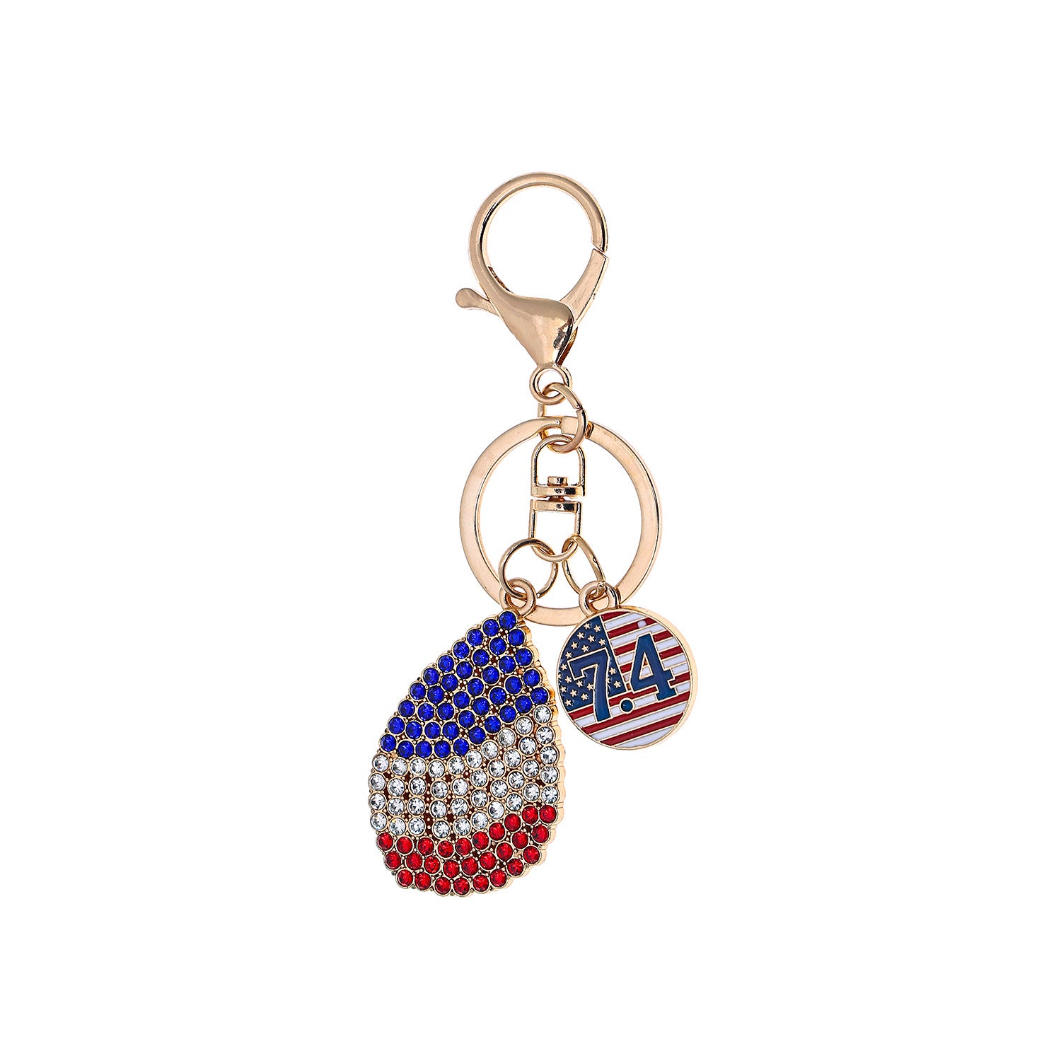 4th of July USA Keychain Set - Patriotic Rhinestone Charms