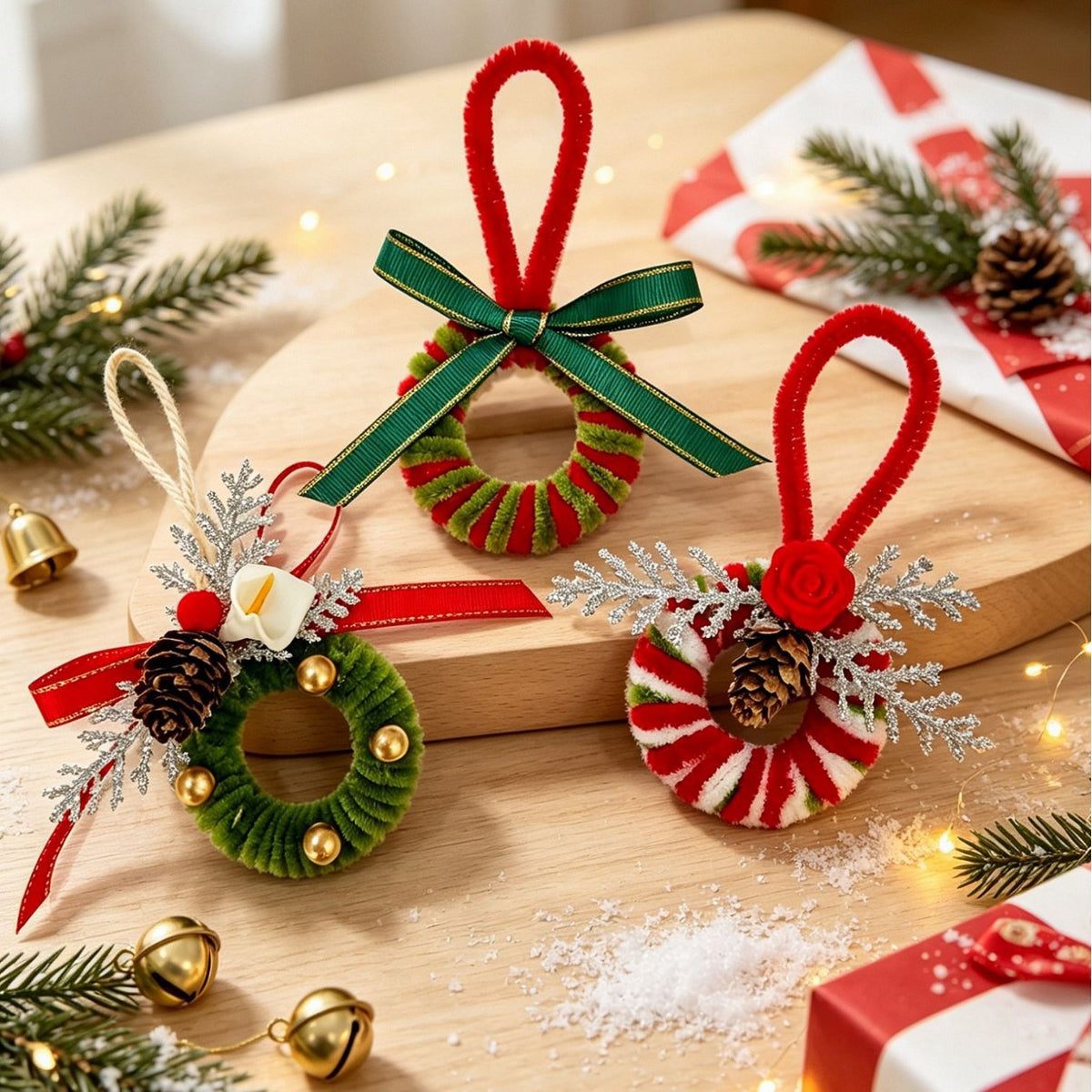 Mini Christmas Wreath Ornament Holiday Tree Hanging Decor