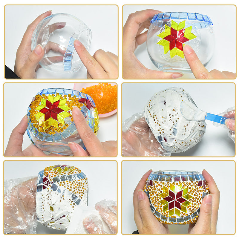 DIY Mosaic Lamp Kit Glass Art Craft Night Light Project