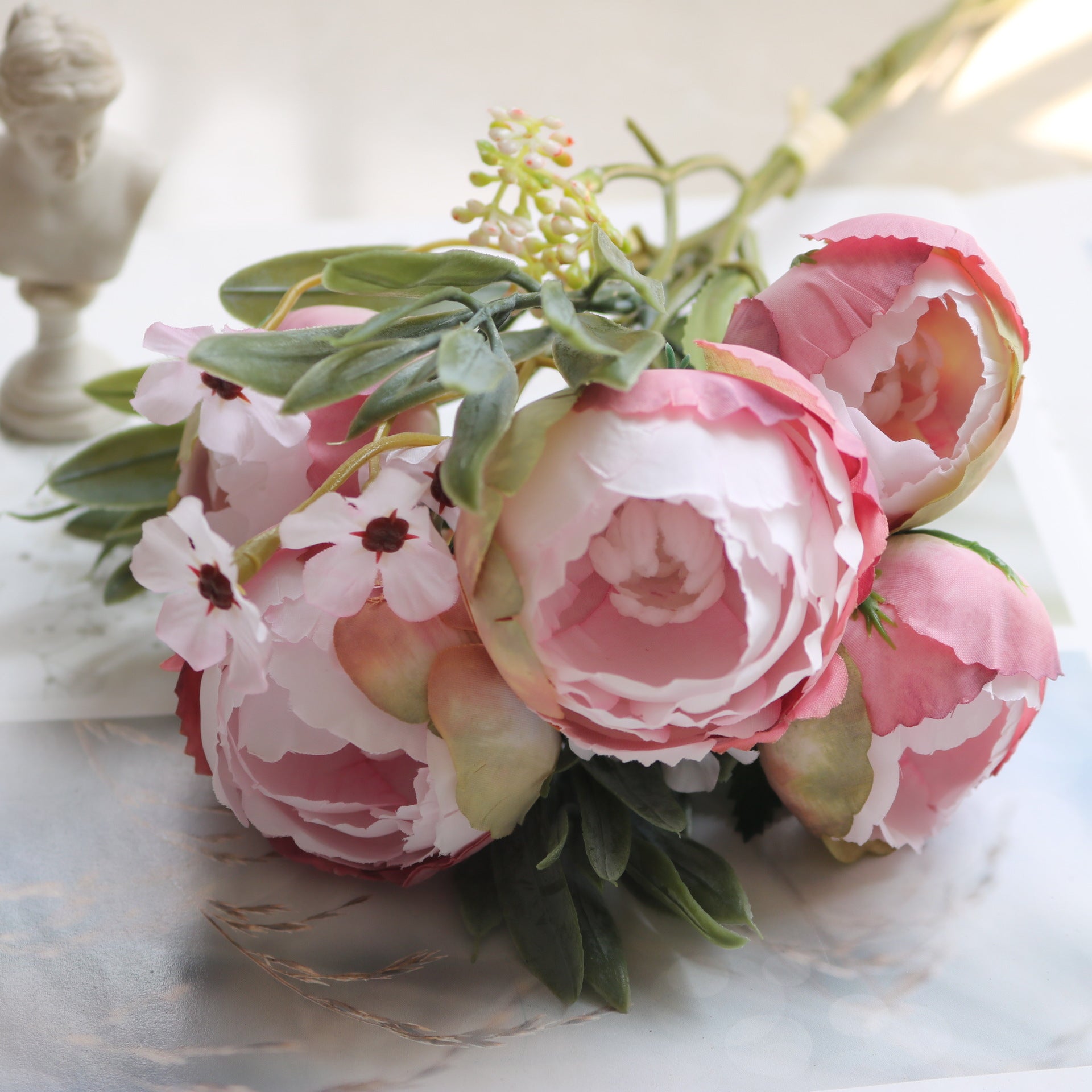 Valentine Real Touch Camellia Rose Faux Bridal Bouquet