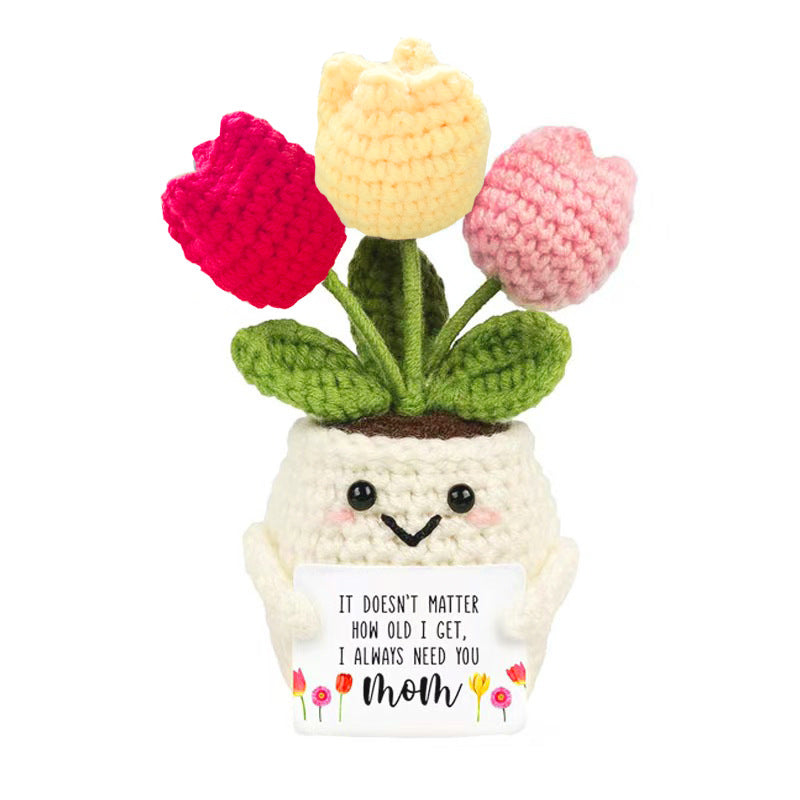 Handmade Crochet Flower Pot Positive Desk Decor