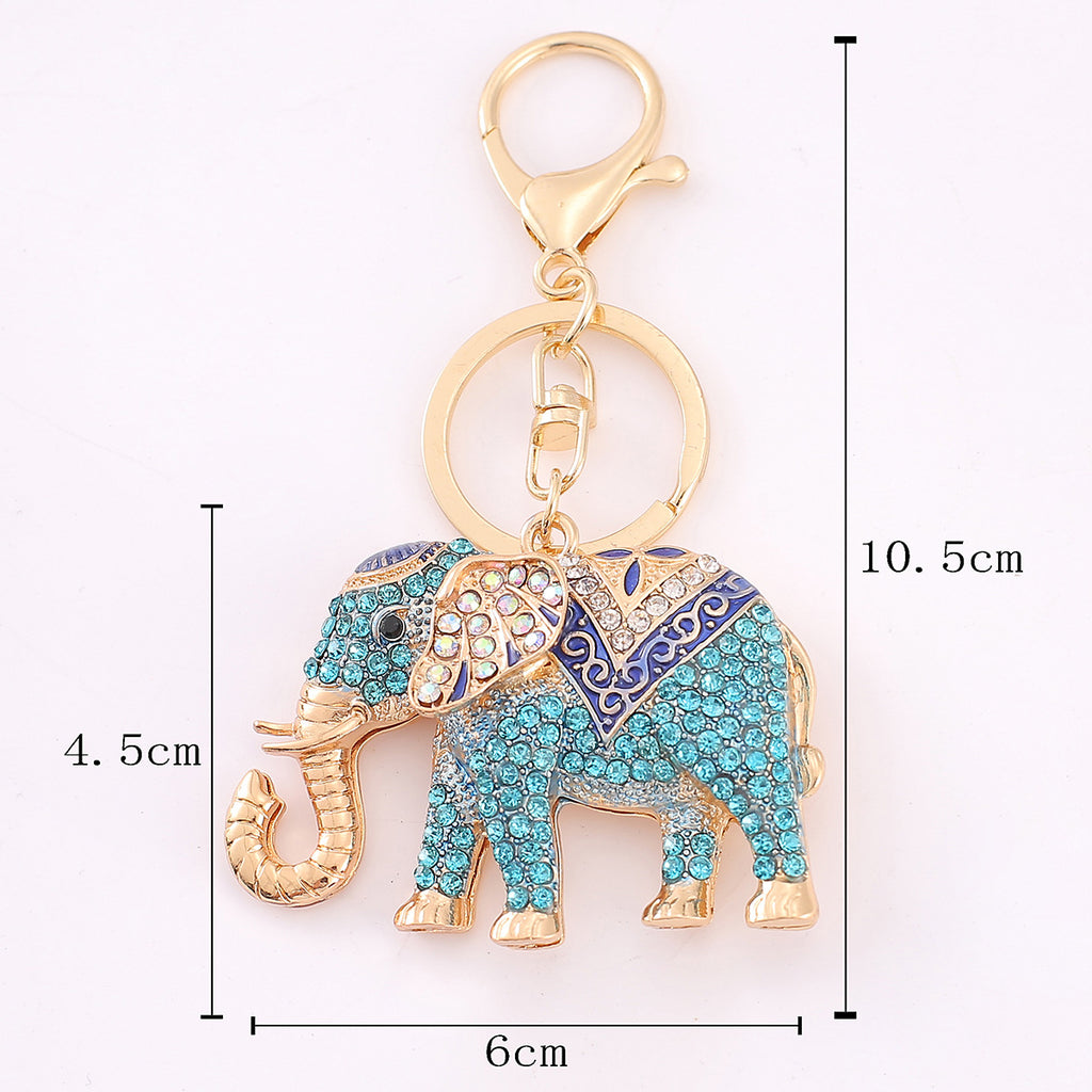 Crystal Elephant Keychain Sparkling Charm with Metal Ring