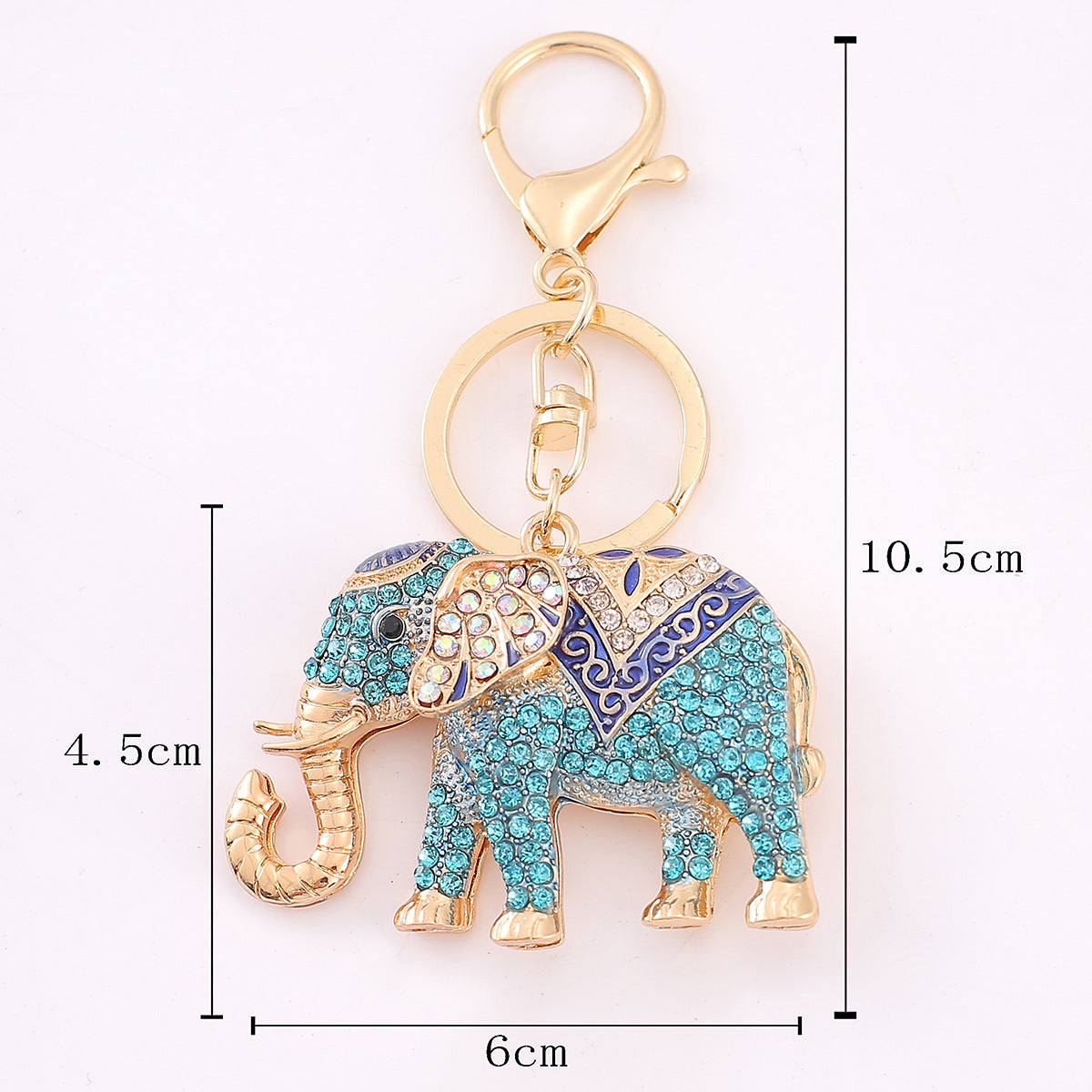 Crystal Elephant Keychain Sparkling Charm with Metal Ring