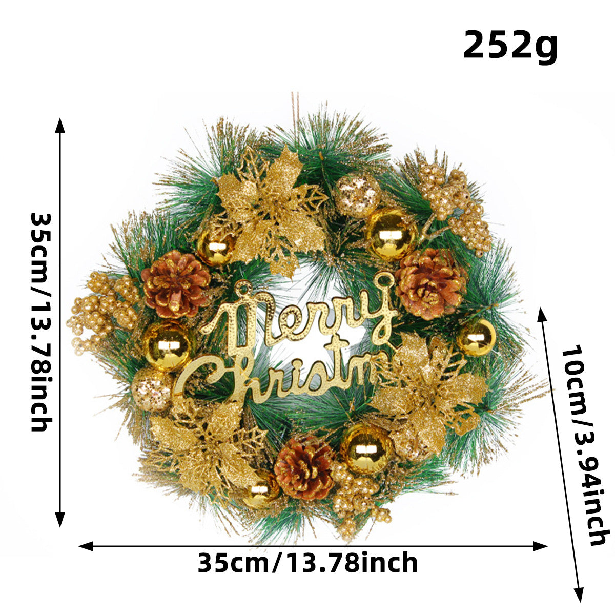 Snow Frosted Pinecone Christmas Wreath with Red Berries