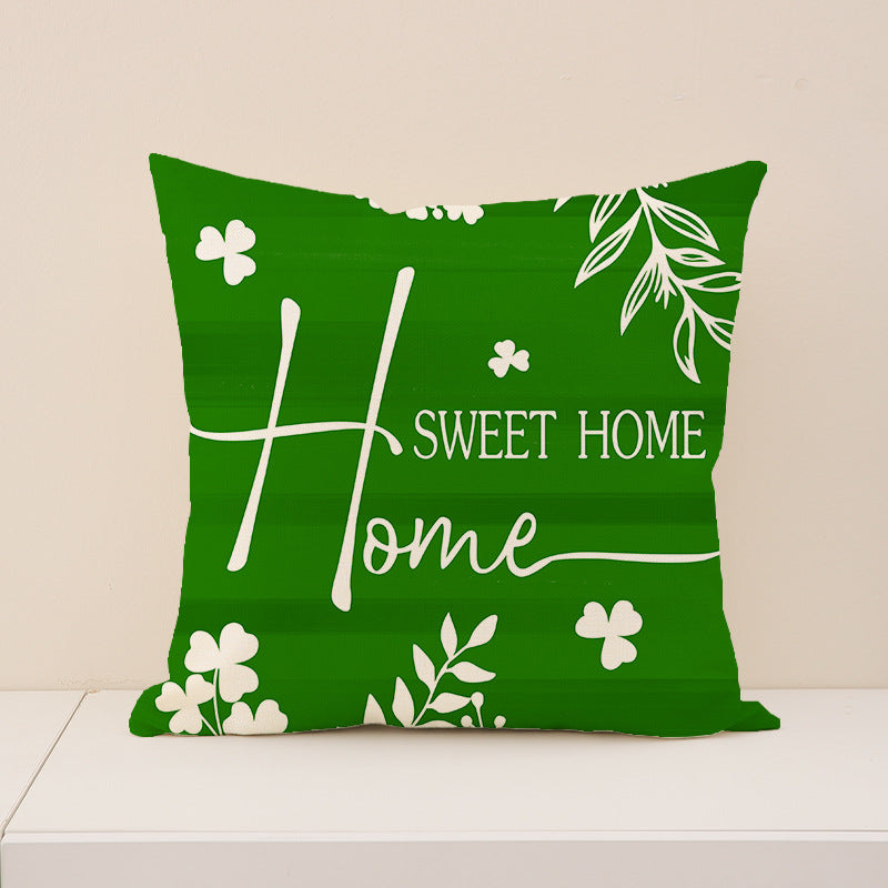 St. Patrick’s Day Shamrock Linen Pillow Cover Home Decor
