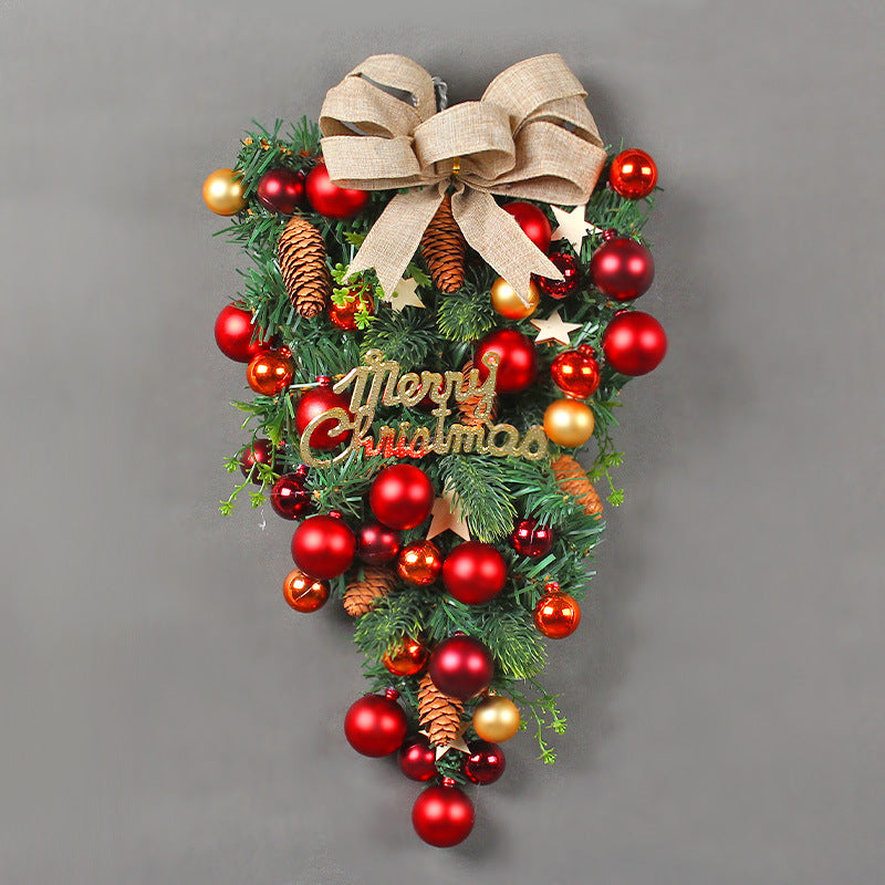 Christmas Teardrop Swag with Pine Cones and Ornaments
