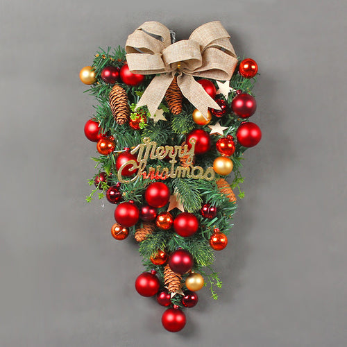 Christmas Teardrop Swag with Pine Cones and Ornaments