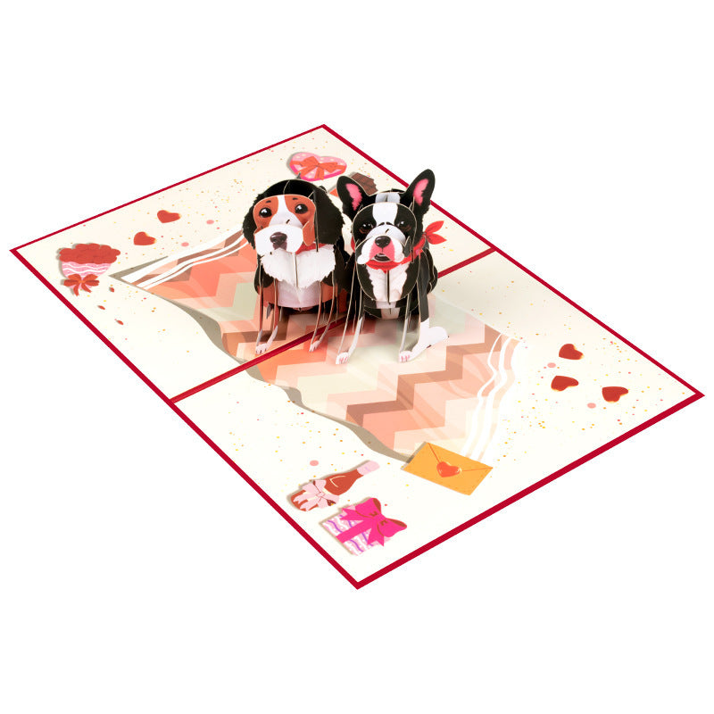 Valentines 3D Pop Up Dog Greeting Card Handmade Cute Gift