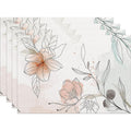 Floral Linen Table Placemats Spring Flower Dining Mats