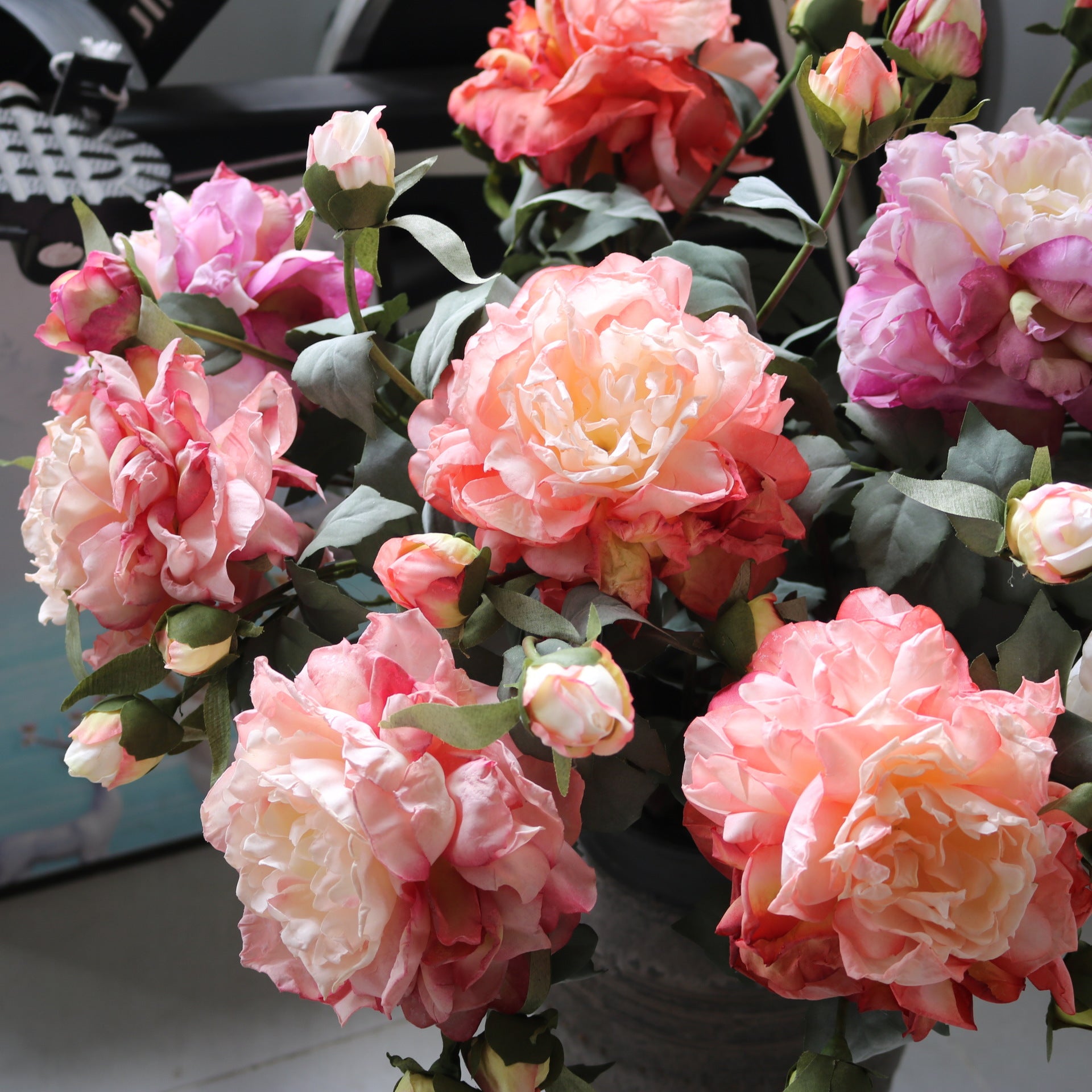 Valentine Luxury Faux Peony Silk Flower Home Decor Bouquet