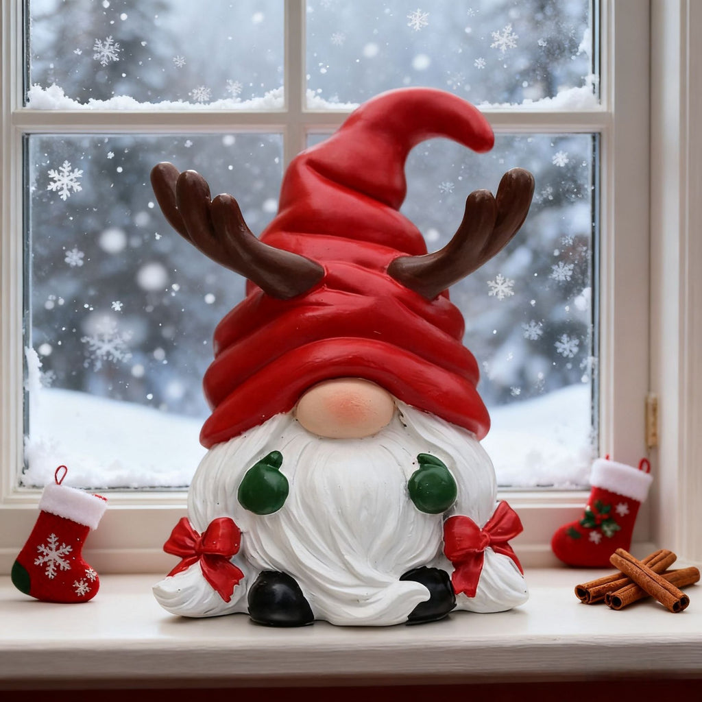 Resin Christmas Gnome Figurine Seasonal Tabletop Decor