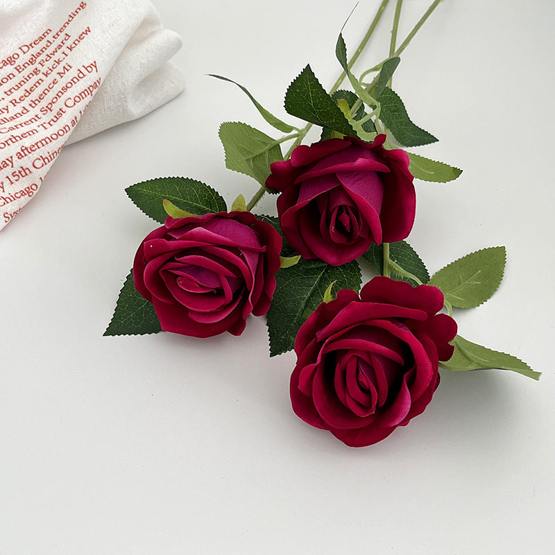 Valentine’s Day Single Stem Silk Rose for Romantic Decor