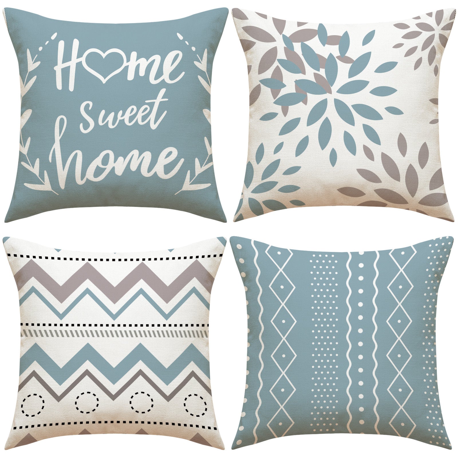 Linen Geometric Letter Throw Pillow Cover Square Sofa Decor