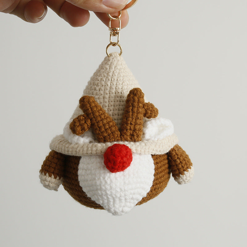 Handmade Crochet Christmas Gnome Ornament Keychain