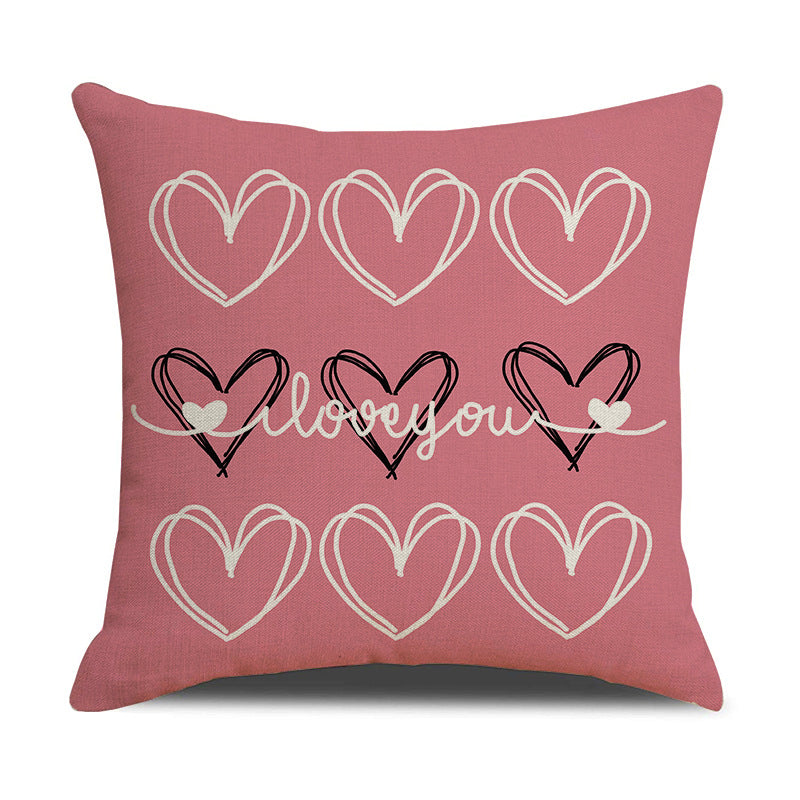 Valentine Heart Love Print Pillow Covers Set for Home Decor