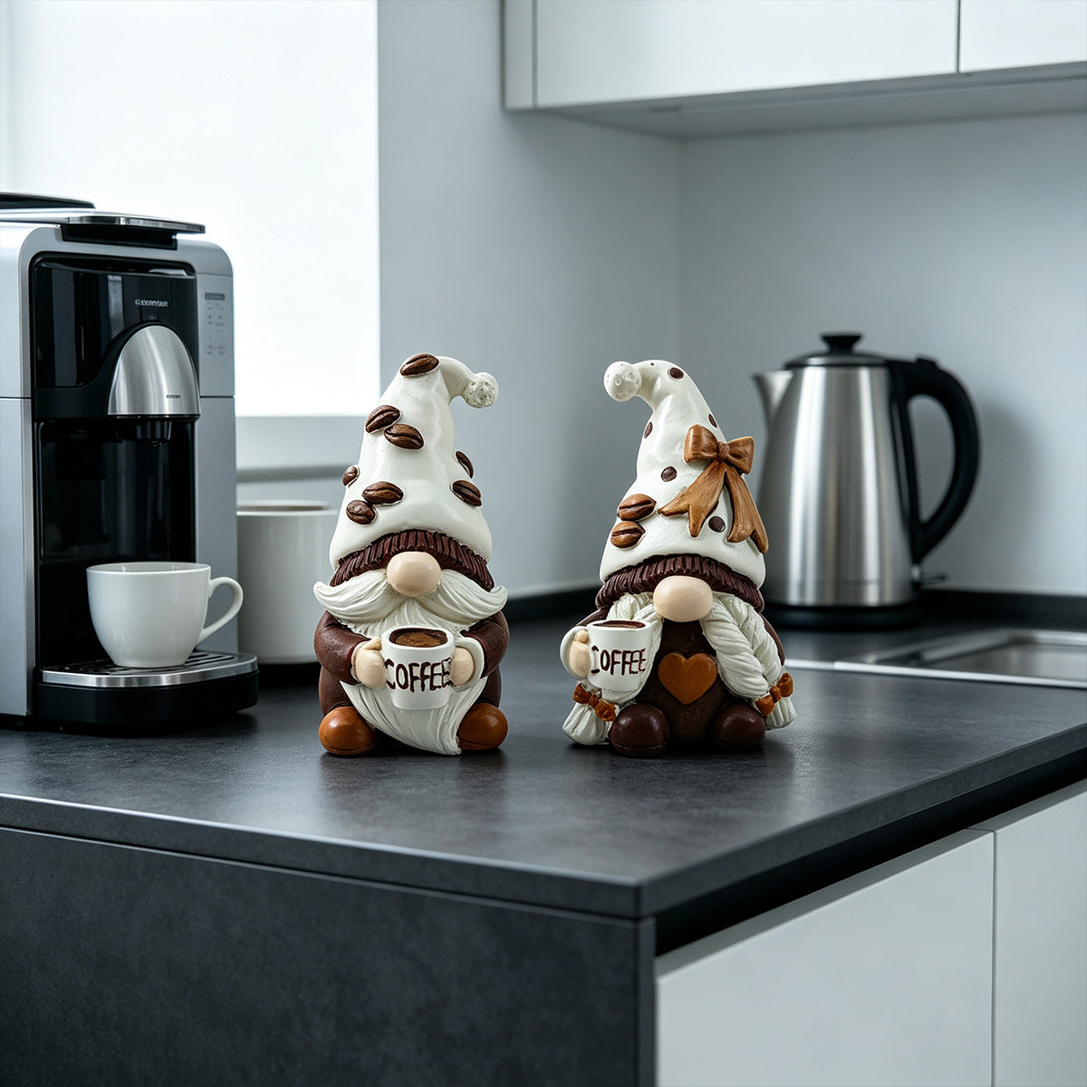 Resin Christmas Gnome Coffee Tabletop Decor Figurine Set