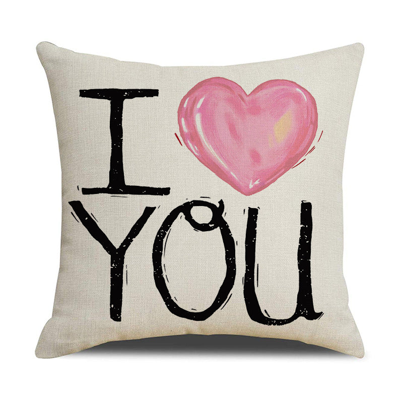 Valentine Heart Linen Pillow Covers Romantic Home Decor